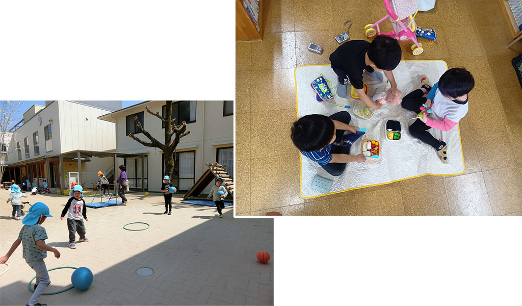幼児の外遊びと給食